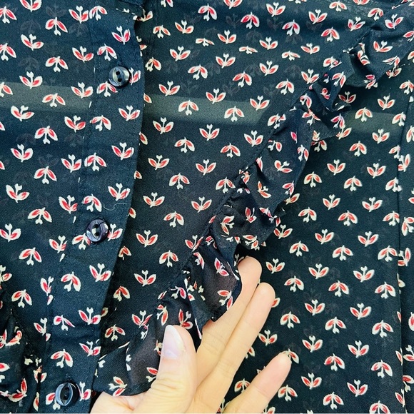 Vintage Western Sheer Black and Red Blouse - Picture 3 of 9